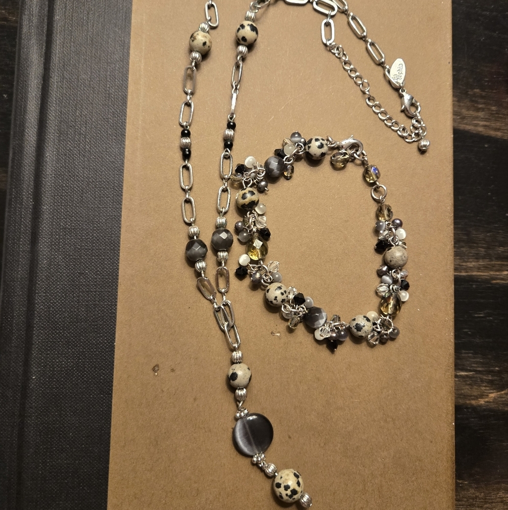 Lia Sophia Elegant Silver and Black Jewelry Set